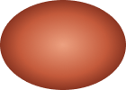 Snygg, oval form i nyanser av rödbrunt med mjuka skuggor.